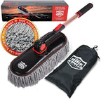 Car Duster Exterior Scratch Free - 27-36" Extendable Handle Microfiber Auto Dusting Brush for SUV, RV, Truck, Motorcycle & Dashboard, Storage Bag Included