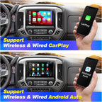 for Silverado Sierra Radio Compatible with Wireless Carplay Android Auto,Car Stereo Bluetooth Navigation GPS WiFi FM AM Multimedia Player Camera Touchscreen 8core Head Unit (2014-2018)
