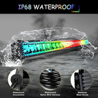 50" RGB LED Light Bar 2Pcs 4" Flood LED Pods with Multi-Color Chasing RGB Halo 16 Solid Colors Over 92 Flashing Modes Offroad Lights Driving Lamp Fog Lights with Switch Wiring Harness