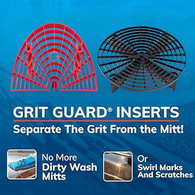Grit Guard The Original Bucket Insert with Washboard Combo | Removes Dirt from Wash Mitt for Detailing | Car Wash Bucket Insert & Washboard | Red/Red