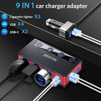 BESTEK 9 in1 Cigarette Lighter Splitter with 180W 3-Socket PD36W/65W Cigarette Lighter Adapter and QC3.0 18W Charging Ports, Car Cigarette Lighter for Dash Cam, GPS, iPad/Laptop/Phone