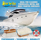 STAR BRITE 8" Premium Cleaning Brush – Synthetic Wood Block with High-Density Star Prene Fibers for Boat Decks, Docks & Tough Surfaces – Fits Extend-A-Brush Handles – Stiff Bristle, White (040172)
