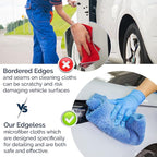 GREEN LIFESTYLE Chamois Cloth Microfiber Cleaning Cloth 6 Pack, Borderless Microfiber Towels Cleaning, Car Microfiber Towel, Drying Towels for Сars, Car Wash Towels (16" x 16", Blue) (6 Pack – 16x16)