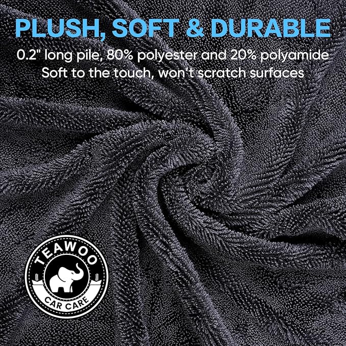 TEAWOO Shiny Wipes Shower Cleaning Cloth, Ultra Absorbent Car Drying Towel, 4 Pack 16 x 24 inch Microfiber Cleaning Cloth for Car, Bath & Househood