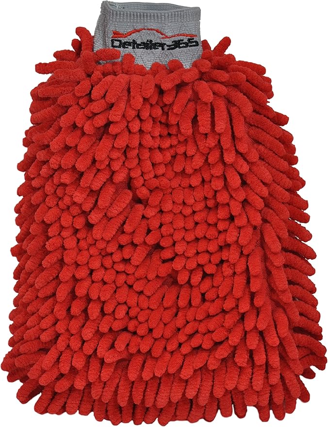 Premium Red Microfiber Car Wash Mitt (Single)