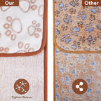 Stuffed Brown Small Premium Soft Dog Blanket, with Flannel Cute Paw Print, 24 * 32 inches, Newborn Cat Blanket Puppy Pads Supplies Dog Products Stuff Essentials