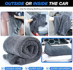 24" x 36" Car Drying Towel, Extra Large Double Twisted Loop Microfiber Towel, 1500 GSM, Ultra Absorbent Detailing Cleaning Cloth for Cars Trucks SUVs, Grey 1 Pack