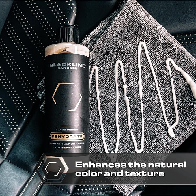 Blackline Leather Cleaner and Conditioner Care Kit - 2 (16 Fl Oz) Bottles - Effectively Cleans And Conditions Leather Car Interiors, Bags, Furniture, Appparel And More