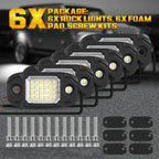 6Pods White Rock Lights 24 LEDs Chips Neon Trail Rig Lamp Underglow Lighting for Cars Trucks SUV ATV (White)