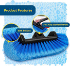 SCRUBIT 12" Car Wash Brush with Soft Bristles for Car Truck Boat Deck & House Cleaning, Exterior Washing Brush Connects with Pole & Hose, Storage Bag Included (Blue)