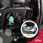 Lusso Gear Heavy Duty Kick Mats (2 Pk) - Back Seat Protector, Sag Proof, Waterproof, Car Back Seat Cover for Kids Who Make Big Messes, 3 Reinforced Storage Pockets, Premium Oxford Fabric (Gray)