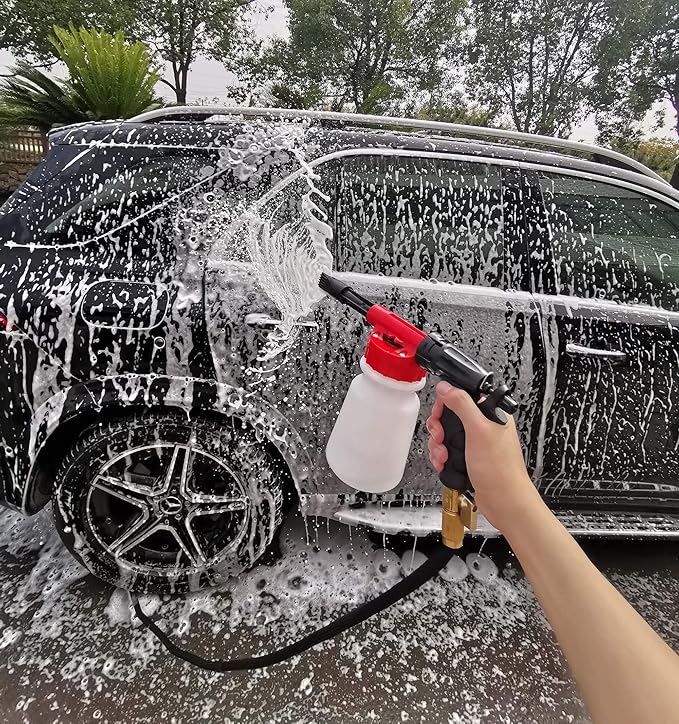 Foam Cannon for Garden Hose，Adjustment Ratio Dial Foam Gun,Car Wash Soap Spray Foamer Red