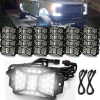 24 Pods Pure White Rock Lights with 2 Pack Connectors Extension Wires,Waterproof Rock Lights Compatible with Trucks Jeep UTV SUV ATV Boat Golf Cart, Mess Free Two-Path Wiring Underglow Kits(Patented)