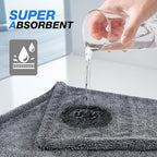 24" x 36" Car Drying Towel, Extra Large Double Twisted Loop Microfiber Towel, 1500 GSM, Ultra Absorbent Detailing Cleaning Cloth for Cars Trucks SUVs, Grey 1 Pack