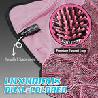 Fantasticlean Large Car Drying Towels- 2 Pack, 32‘’ by 24'' -Premium Microfiber Cleaning Cloth with Dual-Colored Twisted Loop, Ultra Absorbent, Scratch-Free for Instant Car Detailing (Pink and Blue)