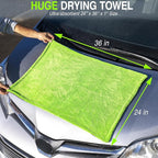 Car Care Extreme Oversized Microfiber Car Wash Drying Towel, Premium XL Shammy Towel, Ideal for Car Cleaning, High Absorbency, 34"x25" Size