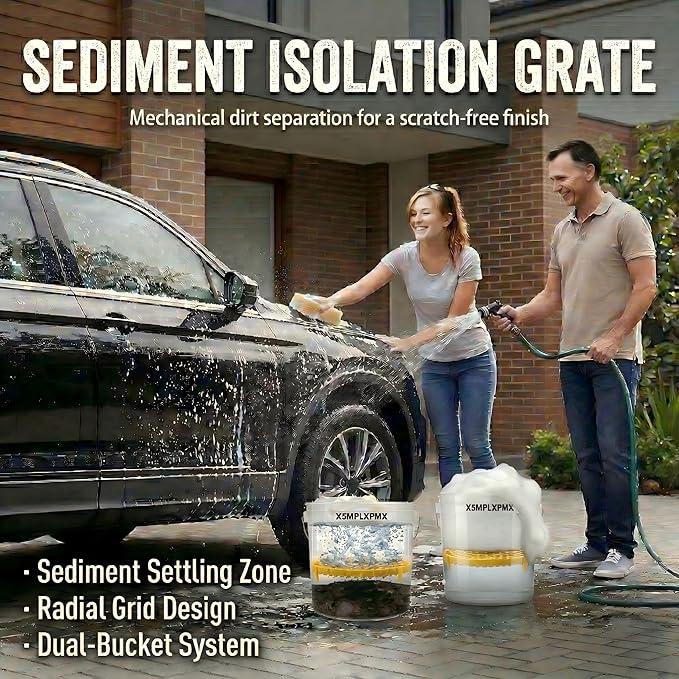 10.4" Heavy Duty Grit Trap (2-Pack) & Wash Mitt Kit - Premium Car Wash Bucket Filter Insert, Dirt Separator, Fits 3.5-5 Gallon (Yellow Kit)