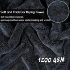 2 Pack Microfiber Car Drying Towels 1200 GSM , 36x24 Inch Extra Large Double Twisted Pile, Edgeless Car Wash Towels, Ultra Absorbent,No Streak, Scratch or Water Spot Towel for Cars&Trucks(Gray)