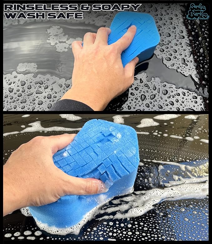 Sudz Budz® Premium Foam Ergonomic Grid Car Wash Sponge 1pc | Anti-Marring Sponge for Soap and Rinseless Washing | Cross-Cut, Easy Grip, Durable, Soft, Scratch-Free Car Cleaning and Detailing