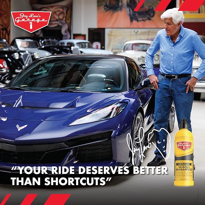 Jay Leno's Garage Ceramic Wash Shampoo Car Wash Soap with SiO2 Ceramic Protection High Foaming Gloss Enhancer Water Beading for Coated and Non Coated Vehicles (16 OZ)