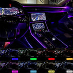 USB car Ambient Lighting Optic Fiber 8 Colors Music Sound Active with RF Remote Control Car Decorative Atmosphere Lighting Kit DC 12V 1W 3m with QC 3.0 Car Charger