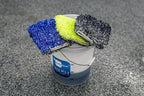 [Wash Monster] Plush Car Wash Pad (9 in. x 7 in.) Blue/Black - 1 Pack | Soft & Plush Absorbent Microfiber Fibers | Large, Fits in Bucket