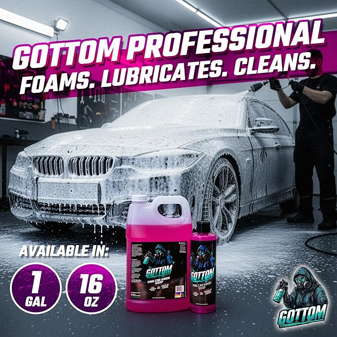 Gottom Car Wash Soap, Pink, 1 Gallon (128 oz), Nitro Cherry Scent - High Suds Car Shampoo for Foam Cannon & Bucket Wash, pH Neutral Foam Soap, Safe for Paint & Sealants