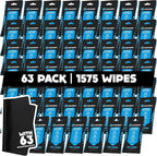 Fortress Car Interior Wipes with Microfiber Cloth (25 ct, Pack of 63) for Car Interior Cleaning, Dashboard, Seats, Detailing, and Steering Wheel [Travel Size] Skin-Safe Car Interior Cleaner Supplies