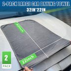 2 Pack Microfiber Car Towels,Car Drying Towel 22Inx32In,Waffle Weave with Reinforced Edges,Super Absorbent & Scratch-Free Cleaning Cloth for Auto Detailing,Home,Glass,Kitchen (Grey)