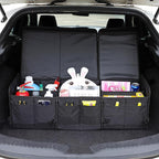 AOKJOY Car Trunk Organizer with Lid Storage Collapsible Multi Compartment Adjustable Straps for SUV, Truck, Sedan(Black) XL