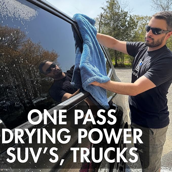 The Goat V2 - Heavy Duty Absorbent Microfiber Drying Towel, 70/30 Premium Korean Quality, for Cars Detailing, Trucks, SUV's, 27.5x27.5 inches, Twist Loop, 2300 GSM, Blue