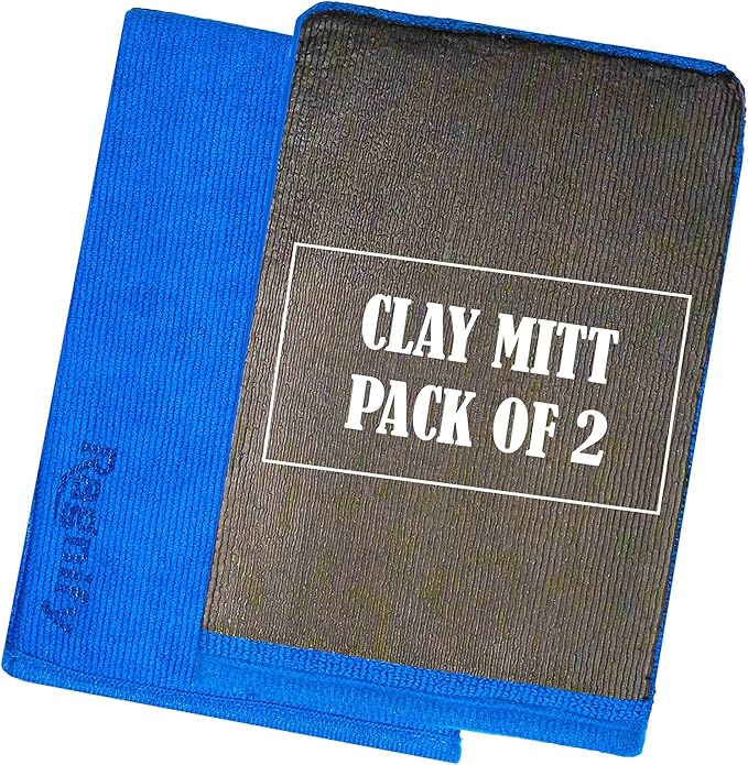 Pack of 2 Clay Mitt Auto Detailing Medium Grade Alternative Mitt for Flawless Removal of Surface Bonded Micro Contaminant (Blue)