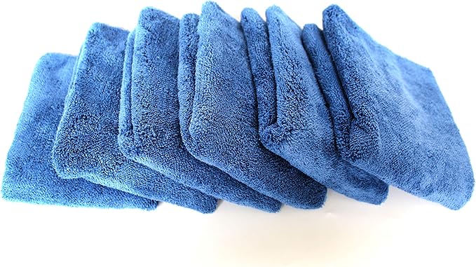 Maxshine 16”x24” Universal 6-Pack Dark Blue Microfiber Towel - 600GSM Ultimate Crazy with Silver Silk Border - Rinse-Free, Scratch-Free Drying Towels for Cars - Perfect for Car Detailing