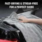 LIVOS Car Drying Towel, Premium Microfiber Towels for Cars, 1000GSM, Edgeless Twisted Loop Design, No Streaks, Scratches, or Water Spot, Absorbent Wash Towel, 18" x 24" (Wave Silver&Grey)