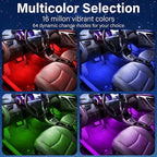 Car Led Lights Interior, Interior Car Lights with with Cigarette Lighter Adapter, 12V LED Strip Light with Smart APP Remote Control, Sync Music, Color Change Cars Light for Inside, Cars Accessories