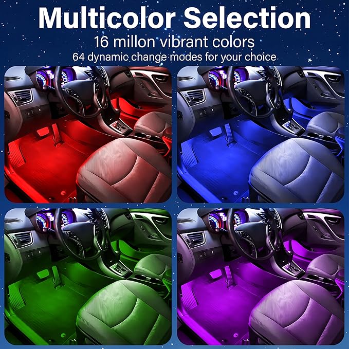 Car Led Lights Interior, Interior Car Lights with USB Adapter, 5V LED Strip Light with Smart APP Remote Control, Sync Music, Color Change Cars Light for Inside, Cars Accessories for Women Men