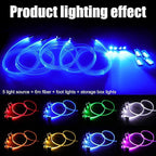 64 Colors Car Ambient Lighting Fiber Optic RF Remote + APP Control Multicoloured Music Car Atmosphere Decorative Lighting Kit 1W DC 12V-24V 6m