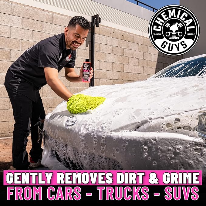 Chemical Guys Mr. Pink Foaming Car Wash Soap (128 fl oz) + Wonder Wave Tire Dressing Applicators (Pack of 2)