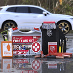 Swiss Safe 2-in-1 Car Emergency Kit | 12-FT Heavy-Duty Jumper Cables & 378-Piece Comprehensive Car First Aid Kit | Compact Roadside Auto Essentials for Vehicle Safety