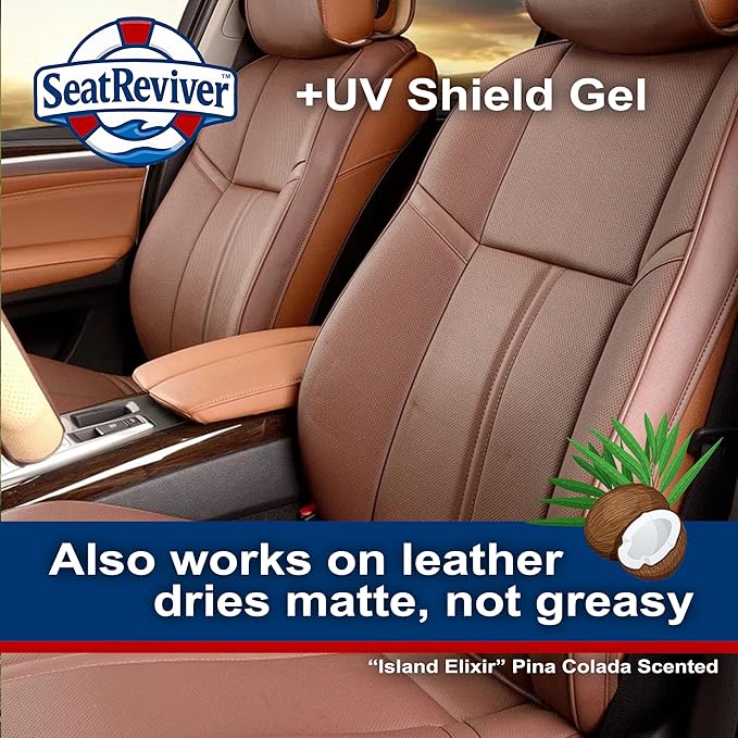 Marine Vinyl Protectant + UV Shield & Residual Bleach Neutralizer, Coconut Scent, for Boat Seats, Vinyl & Plastics | Non-Greasy, Matte Finish, Light Gel | 32oz