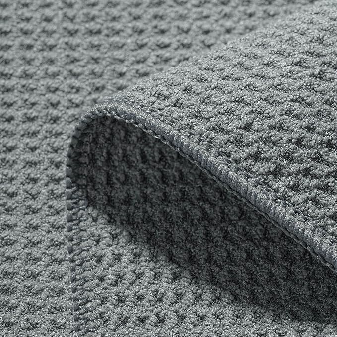 POLYTE Microfiber Drying Towel (16x16, 6 Pack, Waffle, Gray)