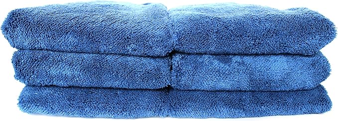 Maxshine 16”x24” Universal 6-Pack Dark Blue Microfiber Towel - 600GSM Ultimate Crazy with Silver Silk Border - Rinse-Free, Scratch-Free Drying Towels for Cars - Perfect for Car Detailing
