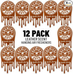 Chemical Guys Hanging Air Fresheners - Leather Scent for Cars, Trucks, SUVs, RVs, Home, Office, Work, Dorm Room, & More - 12 Pack - AIR40904