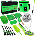 Lezcufer 17Pcs Car Wash Kit,62" Car Wash Brush Mop with Long Handle,Car Cleaning Kit,Car Detailing Brush Set,Car Wash Bucket,Car Wheel Brush,Complete Interior Car Cleaning Supplies