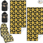 Hahafelt 2 Pack Car Seat Towel Covers with Storage Bag, 63 x 32 Inch Universal Non Slip Waterproof Sweat Protector for Car Truck, Gym Swimming Running, Machine Washable (Sunflower)