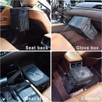 SIBOFUEGO Cute Car Trash Can with Lid – Multipurpose Collapsible Trash Bin for Car, Leak-Proof Organizer, Waterproof Garbage Can with Storage Pockets & Adjustable Straps, 2 Gallons (Black Leopard)