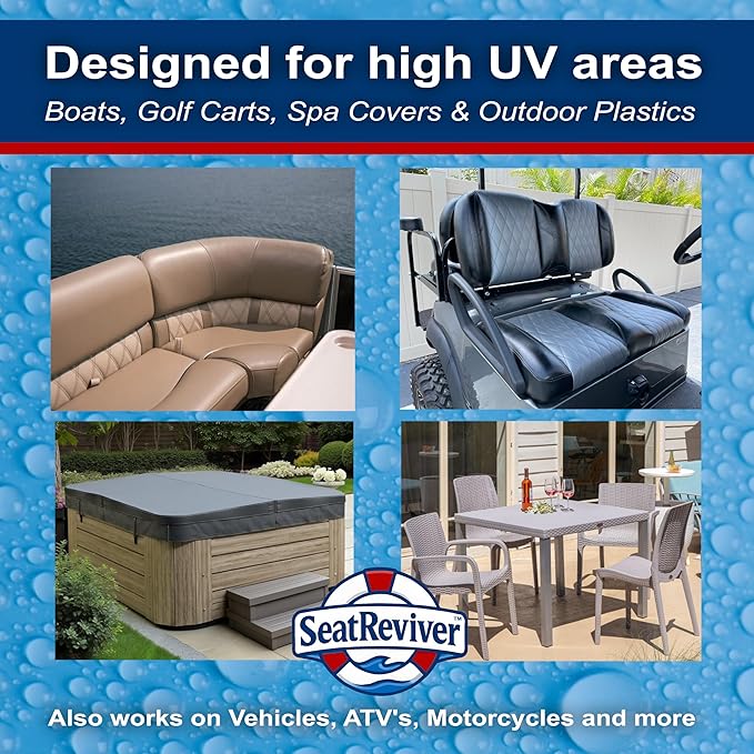 Marine Vinyl Protectant + UV Shield & Residual Bleach Neutralizer, Coconut Scent, for Boat Seats, Vinyl & Plastics | Non-Greasy, Matte Finish, Light Gel | 32oz