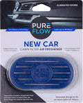 PUREFLOW Cabin Filter Air Freshener with Odor Eliminator – Fits on Most Car, Truck, and SUV Cabin Air Filters - New Car (1 Pack)