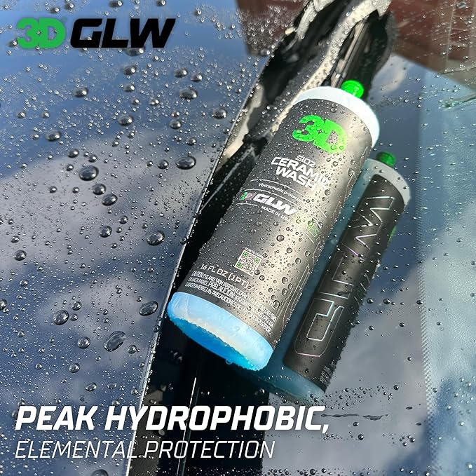 3D SiO2 Ceramic Wash & Wax Soap GLW Series – pH Neutral Car Shampoo with Hydrophobic Protection & Deep Gloss | SiO2 Coating | Scratch-Free Detailing |16 oz