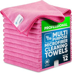 MW Pro Microfiber Cleaning Cloth | Pink | 12 Pack | 16” x 16” | All Purpose Microfiber Towels - Clean, Dust, Polish, Scrub, Absorbent